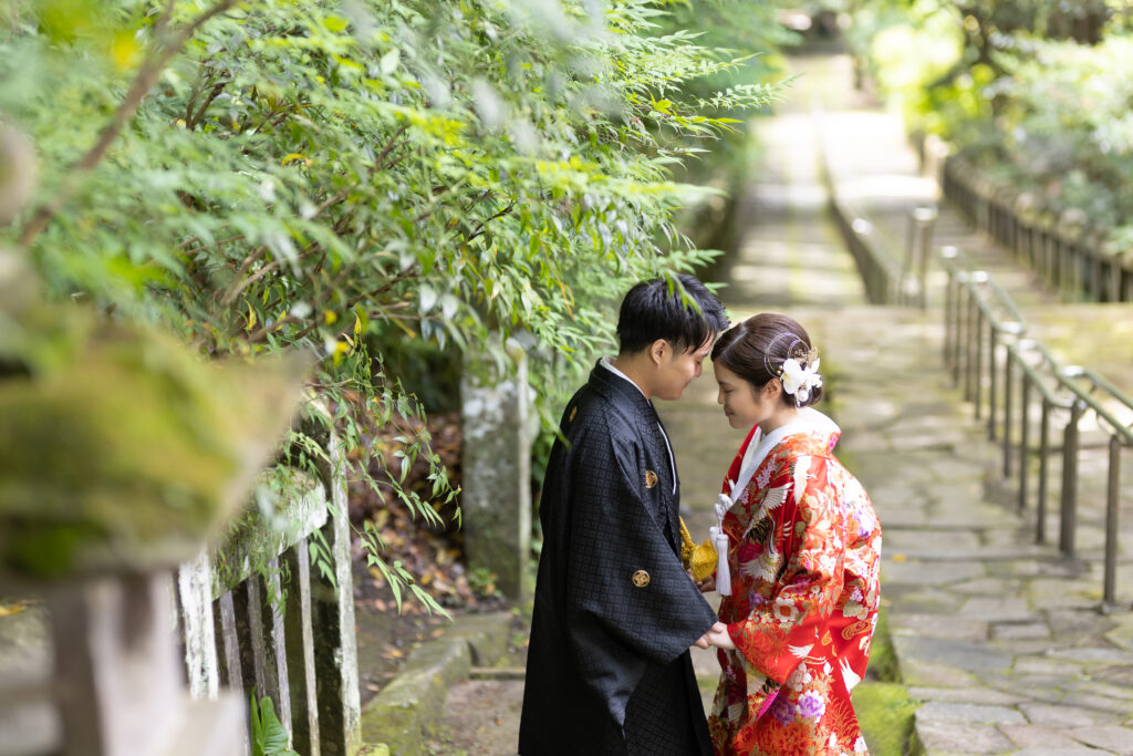大分市・柞原八幡宮の新緑ロケーション和装前撮り｜大分前撮り.com