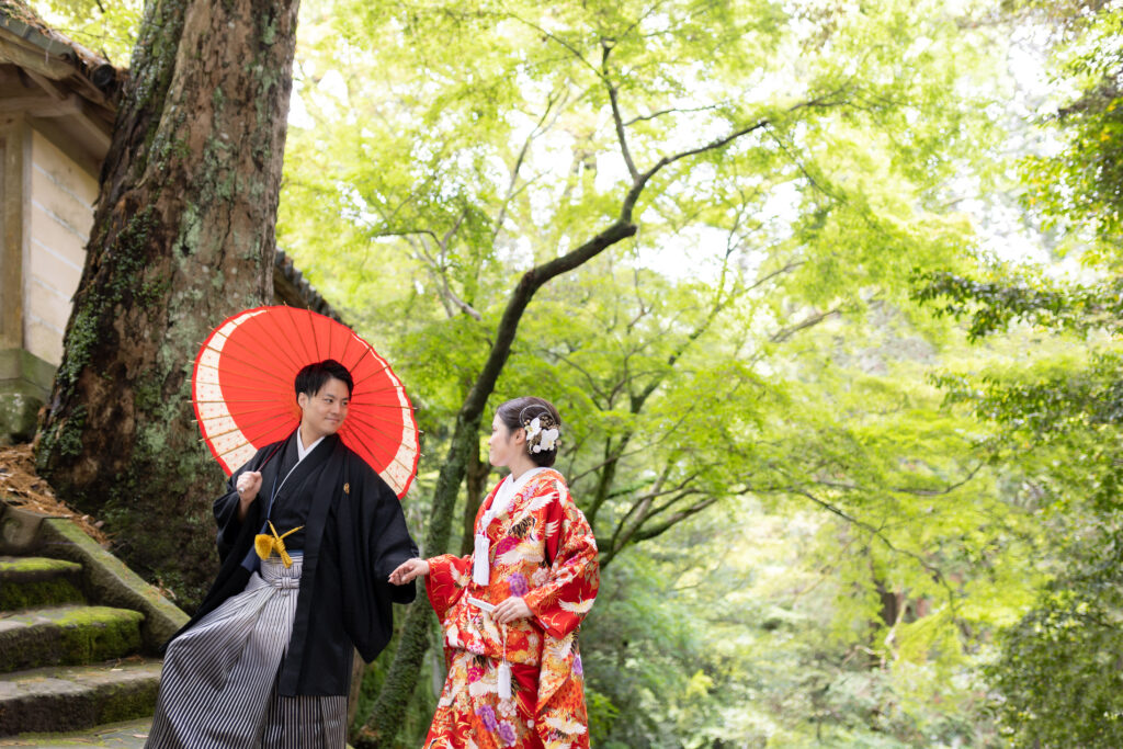 大分市・柞原八幡宮の新緑ロケーション和装前撮り｜大分前撮り.com
